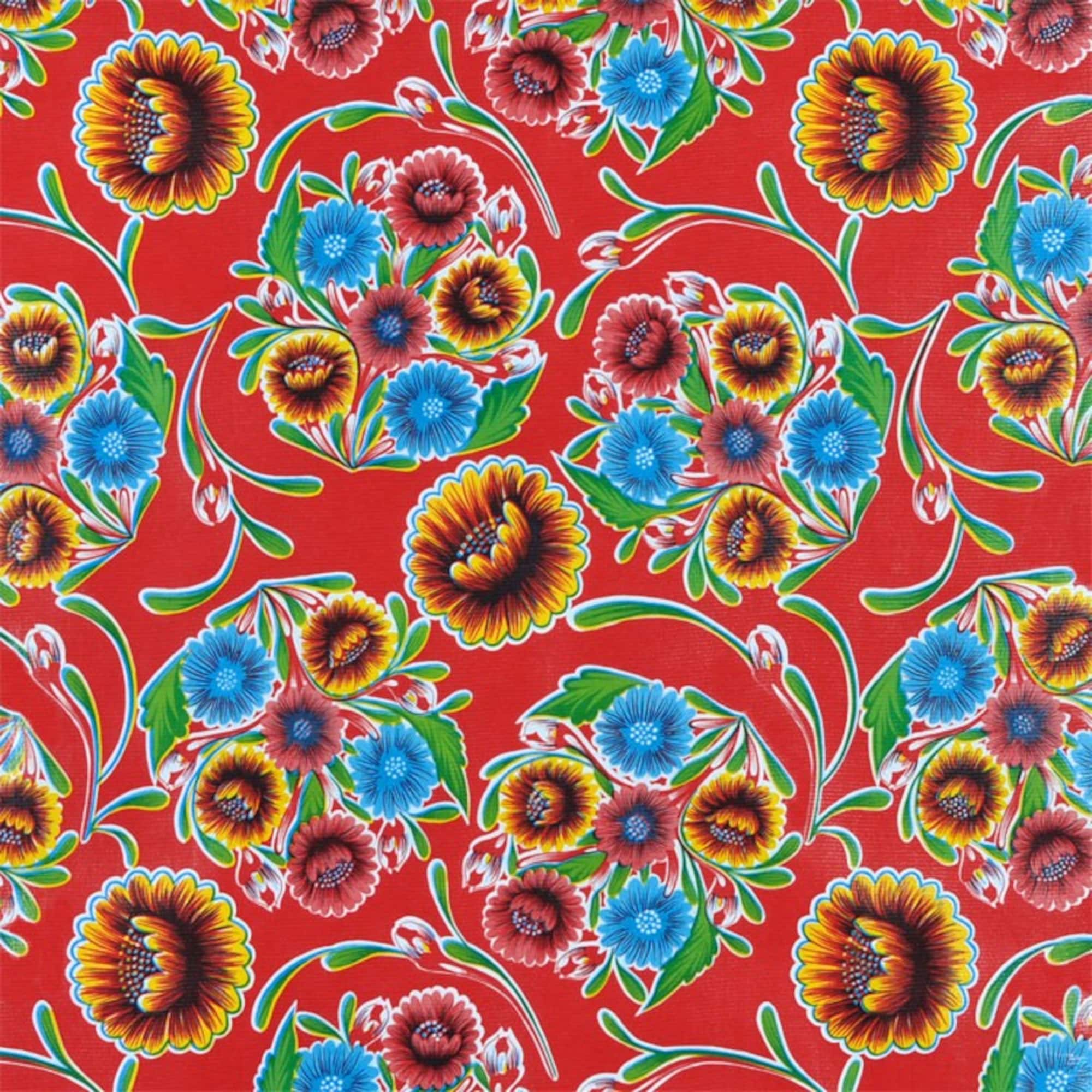 Red Bloom Oilcloth